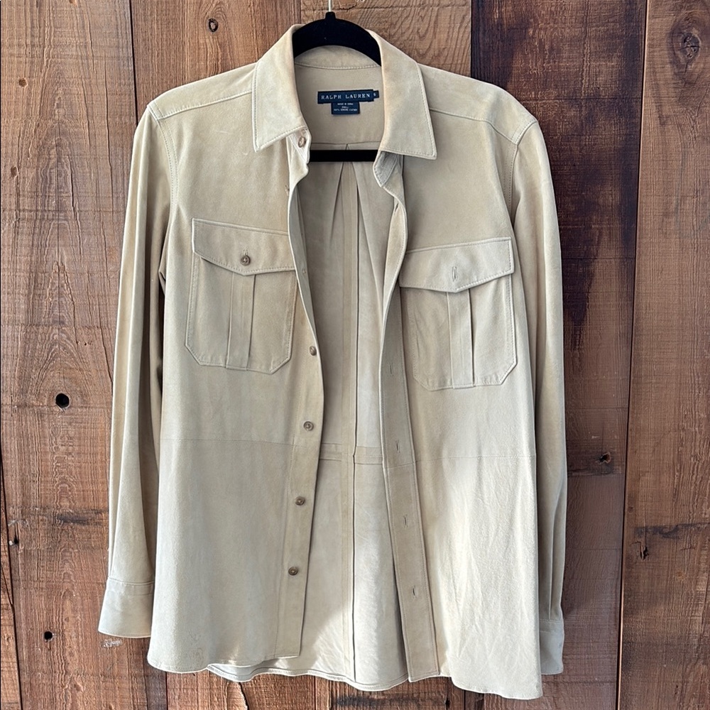 Ralph Lauren Men's Tan Suede Jacket shirt. Size 6.